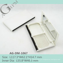 Retangular compacto pó caso/compacto pó recipiente com espelho AG-DM-1067, embalagens de cosméticos do AGPM, cores/logotipo personalizado